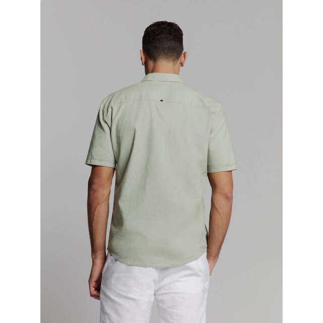 No Excess Shirt short sleeve solid with linen light army 27480321SN-177 large