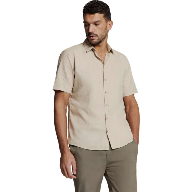 No Excess Shirt short sleeve solid with linen light desert 27480321SN-310 large
