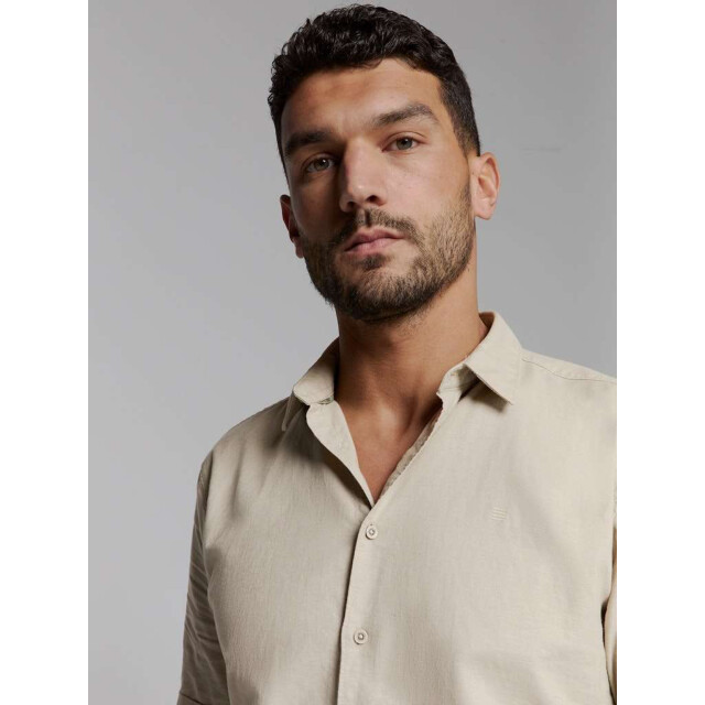 No Excess Shirt short sleeve solid with linen light desert 27480321SN-310 large