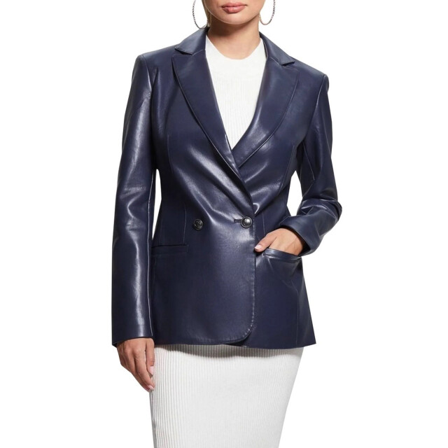 Guess Donker r in leerlook Guess Donkerblauw Blazer In Leerlook large