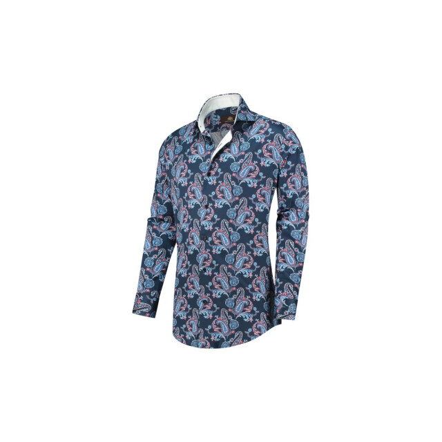 Circle of Gentlemen Jimmy allover print overhemd in stretch kwaliteit 231-20008-584- large
