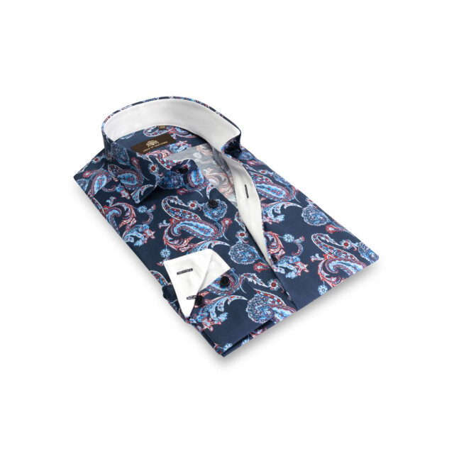 Circle of Gentlemen Jimmy allover print overhemd in stretch kwaliteit 231-20008-584- large