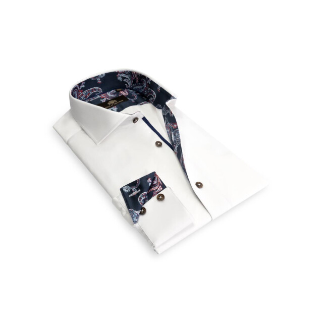 Circle of Gentlemen Jack effen overhemd met contrast details 100% co 231-20009-000- large
