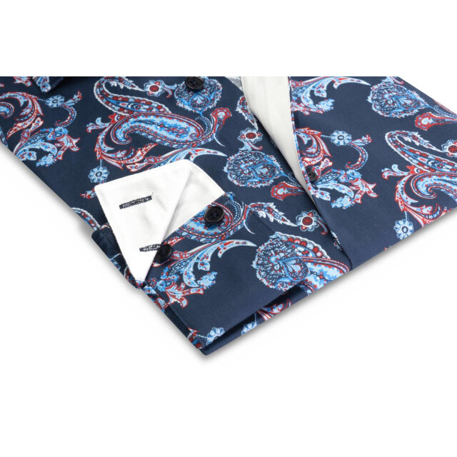 Circle of Gentlemen Jimmy allover print overhemd in stretch kwaliteit 231-20008-584- large