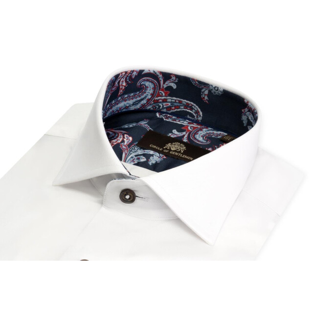 Circle of Gentlemen Jack effen overhemd met contrast details 100% co 231-20009-000- large