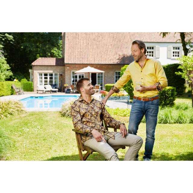 Circle of Gentlemen Jay allover print overhemd in stretch kwaliteit 231-20010-684- large