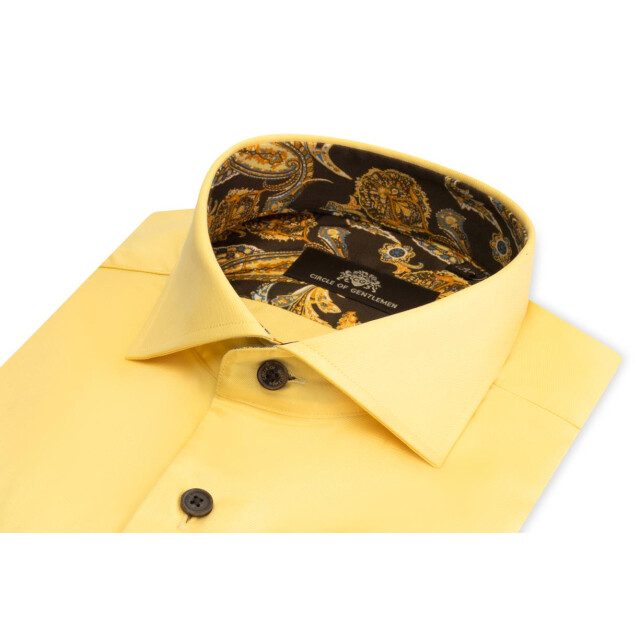 Circle of Gentlemen Julio effen overhemd met contrast details 100% co 231-20011-100- large