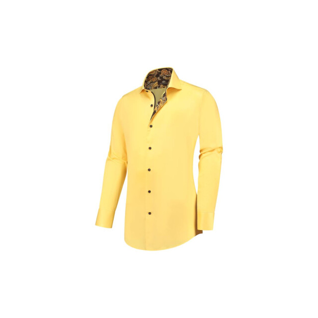 Circle of Gentlemen Julio effen overhemd met contrast details 100% co 231-20011-100- large