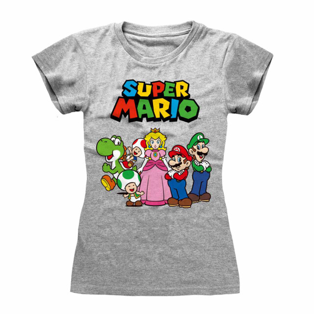 Li-cense Super mario dames vintage groep fitted t-shirt UTHE1932_heathergrey large