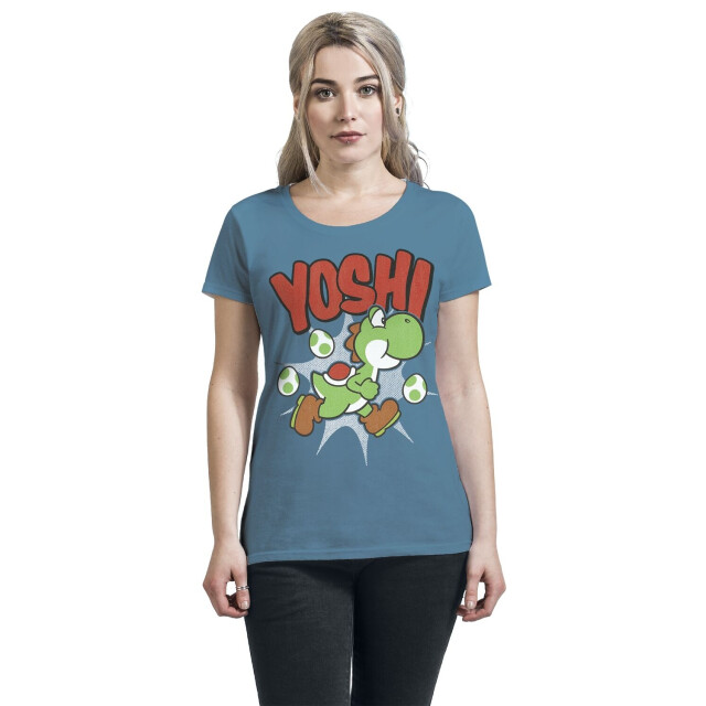 Li-cense Super mario vrouwen/dames yoshi t-shirt UTHE352_blue large