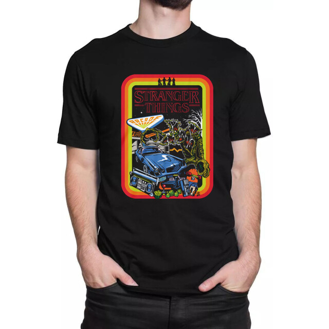 Li-cense Stranger things unisex retro poster t-shirt voor volwassenen UTHE823_black large