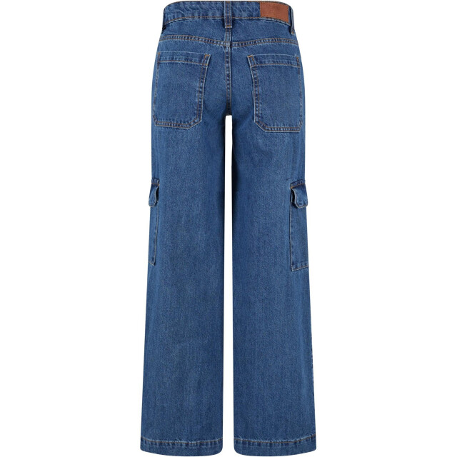 Urban Classics Dames denim cargo jeans met lage taille UTTN1264_midindigowashed large