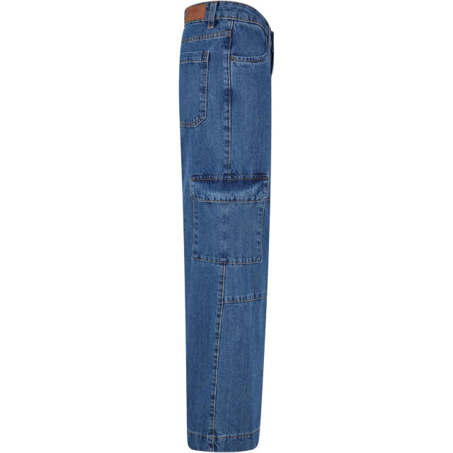 Urban Classics Dames denim cargo jeans met lage taille UTTN1264_midindigowashed large