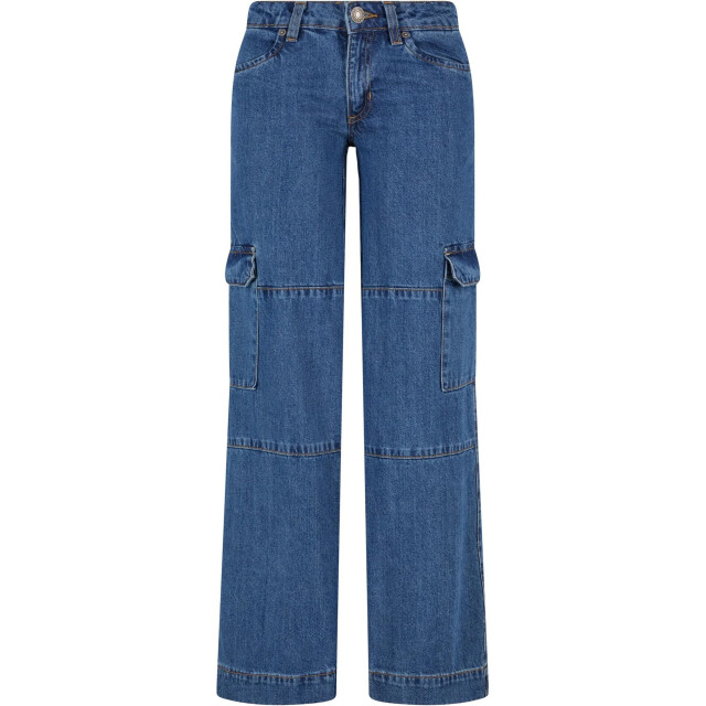 Urban Classics Dames denim cargo jeans met lage taille UTTN1264_midindigowashed large