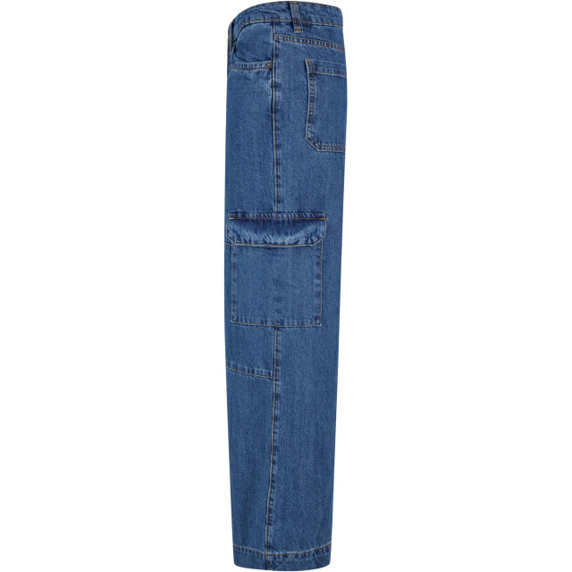Urban Classics Dames denim cargo jeans met lage taille UTTN1264_midindigowashed large