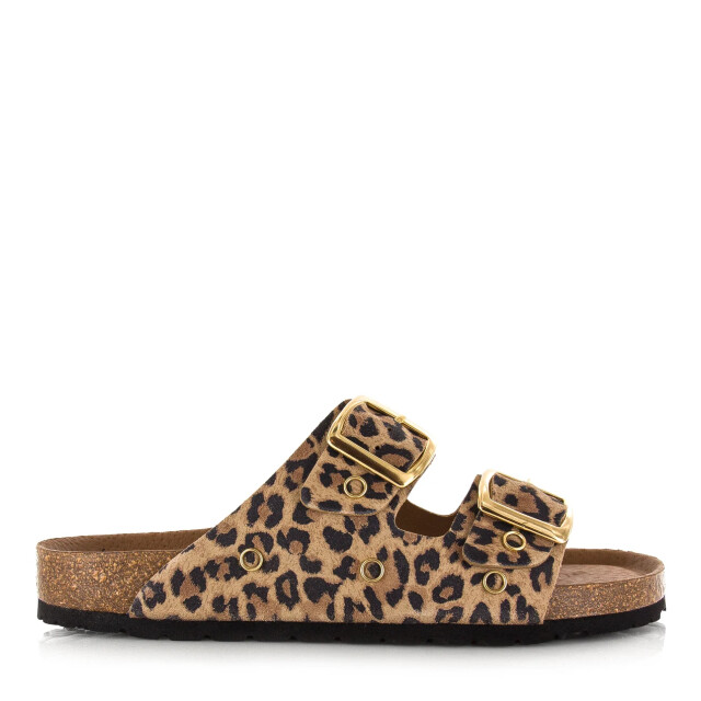 DWRS Label leopard slippers leer met slippers met gesp dames S2721-01 large
