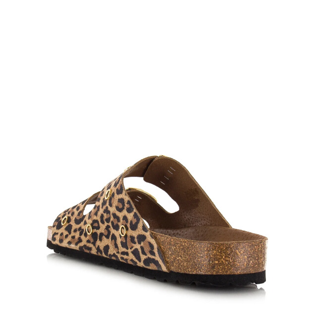 DWRS Label leopard slippers leer met slippers met gesp dames S2721-01 large
