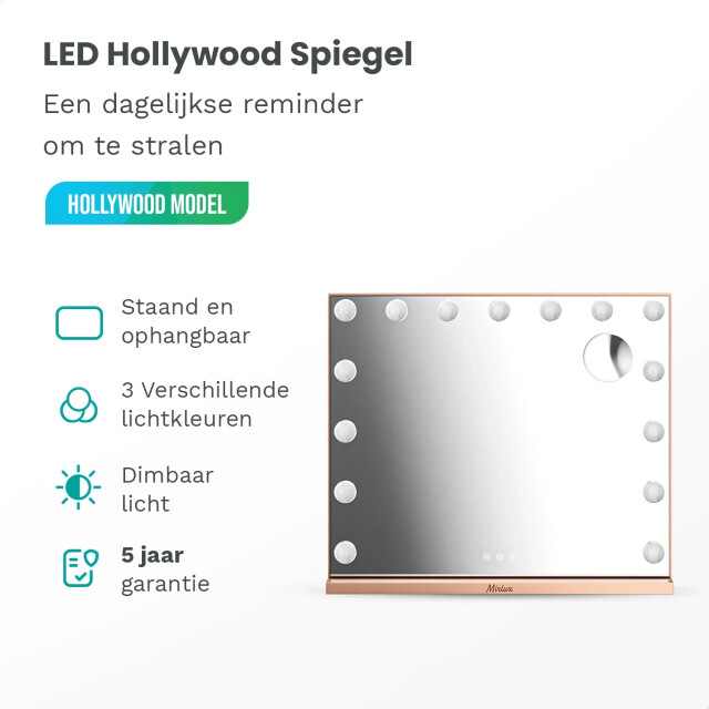 Mirlux Hollywood spiegel 58x48cm rosé goud 3083741 large