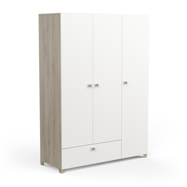 CaliCosy Kledingkast met 3 deuren en 1 lade met kledingroede en legplank, eiken kronberg 2930659 large
