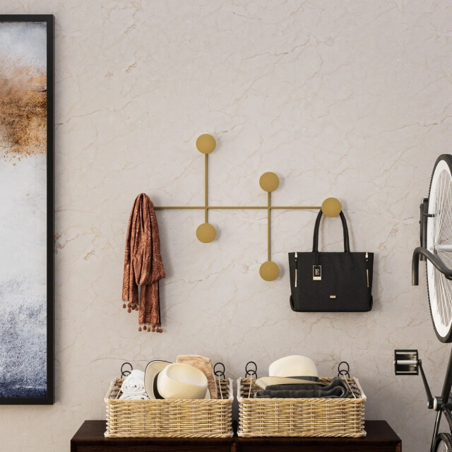 CaliCosy Kapstok voor aan de muur met 6 haken in zwart metaal h60 cm dama 3178865 large