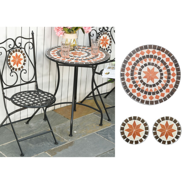 4goodz Bistroset 3-delig met mozaïek design tafel met 2 opklapbare metalen 3178028 large