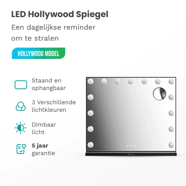 Mirlux Hollywood spiegel bluetooth speakers 58x48cm zwart pre-order 3083748 large