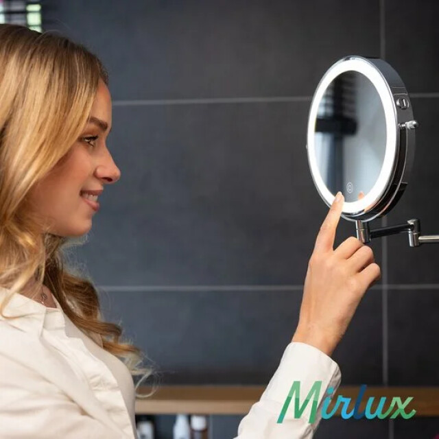 Mirlux Make-up spiegel oplaadbaar chroom 1-10x vergroting 3083719 large