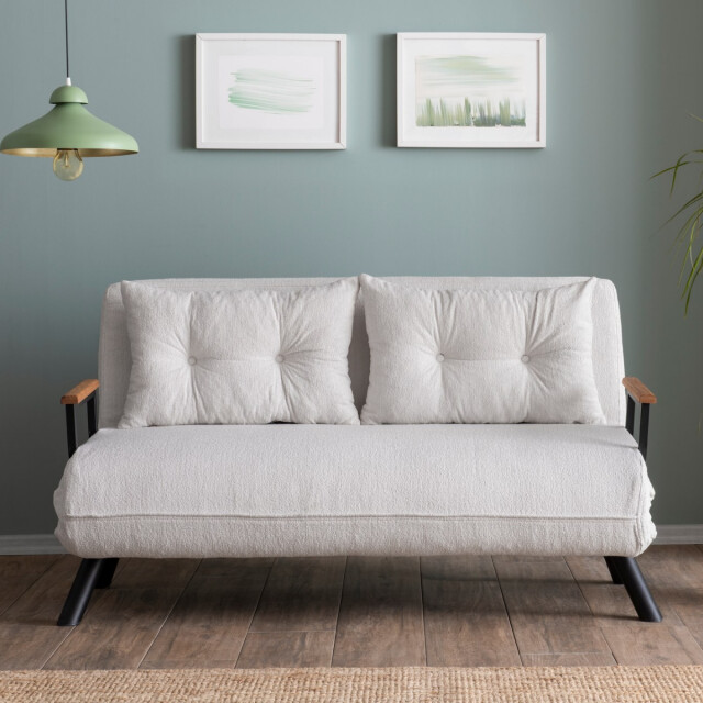 CaliCosy 2-zits slaapbank van boucléstof met metalen poten l133 cm sando 3178822 large