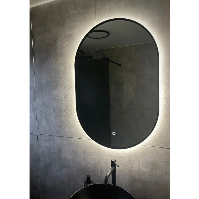 Mirlux Badkamerspiegel 90x60cm ovaal zwart frame 3083740 large