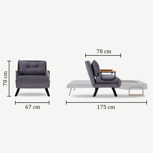 CaliCosy Slaapfauteuil in stof met metalen poten l67 cm sando 3178559 large