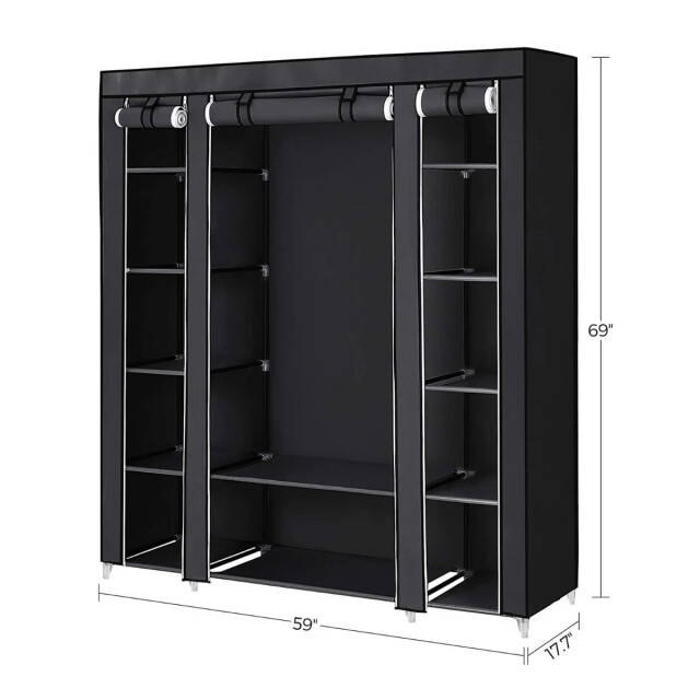 CaliCosy Kledingkast van stof met 12 niveaus en kledingstang l150 cm 2931736 large