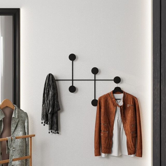 CaliCosy Kapstok voor aan de muur met 6 haken in zwart metaal h60 cm dama 3178864 large