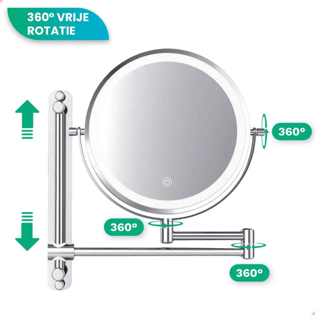 Mirlux Make-up spiegel oplaadbaar chroom 1-7x vergroting 3083718 large