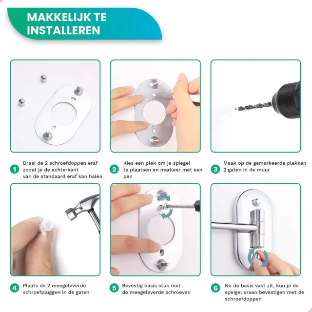 Mirlux Make-up spiegel batterij chroom 1-5x vergroting 3083715 large