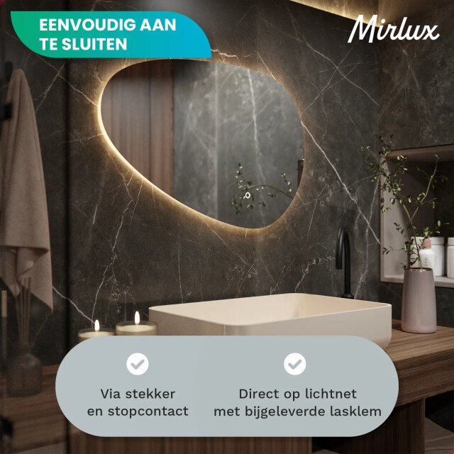 Mirlux Badkamerspiegel 90x60cm asymmetrisch frameloos 3083735 large