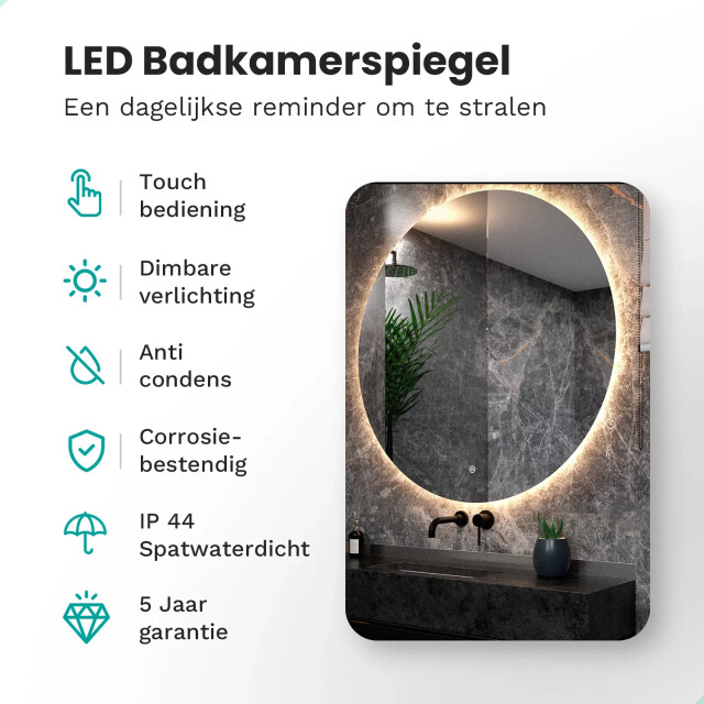 Mirlux Badkamerspiegel 120cm frameloos 3083771 large