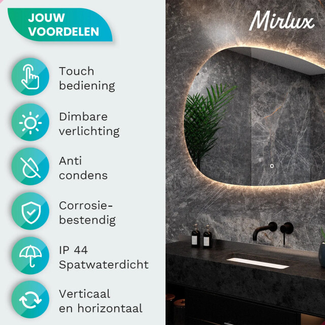 Mirlux Badkamerspiegel 150x93cm asymmetrisch frameloos 3170928 large