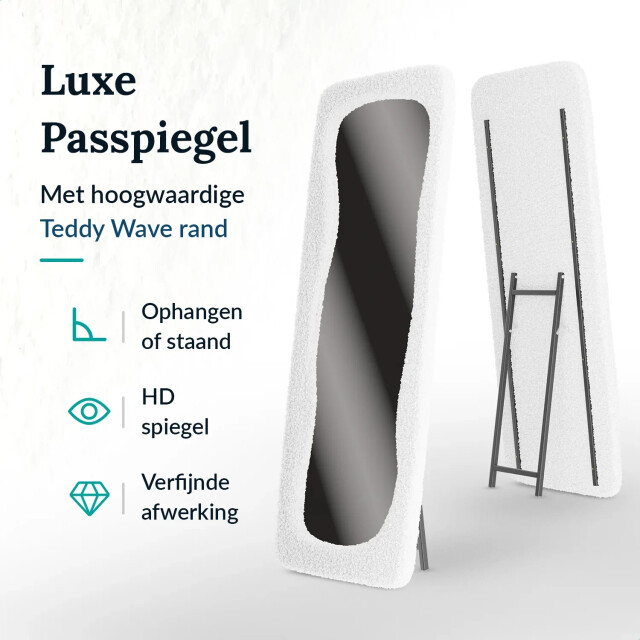 Mirlux Passpiegel teddy organische spiegel 160x60cm wit 3083788 large