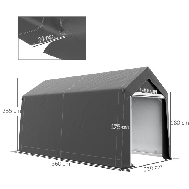 4goodz Waterdichte opslagtent 360x210x235 cm grijs 3178871 large