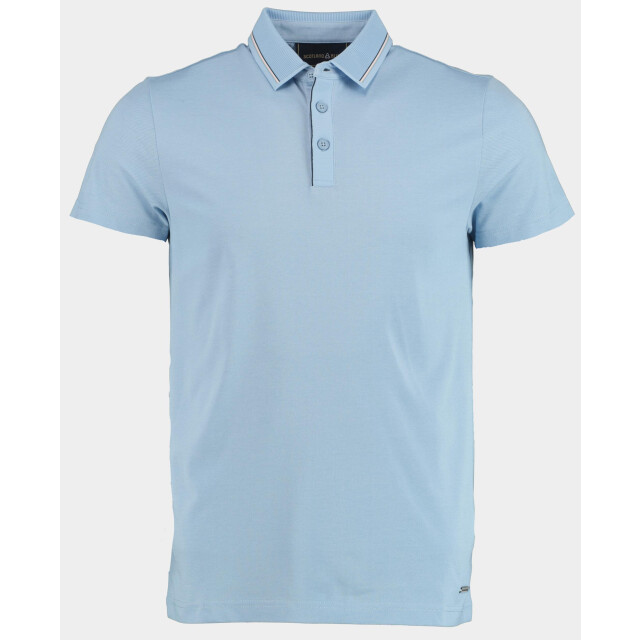 Bos Bright Blue Scotland blue polo korte mouw hilton polo contrast collar 25108hi31sb/210 light blue 186929 large