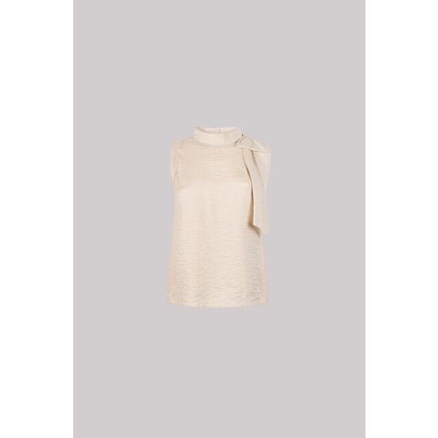 Jansen Amsterdam Sue top sq7 sleeveless bow at shoulder sand SQ387 large