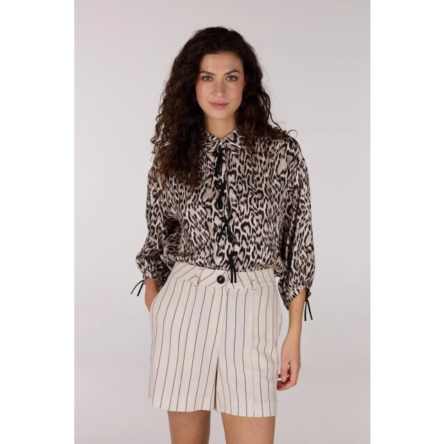 Jansen Amsterdam Robine blouse wa798 3/4 sleeve bowdetails sand WA798 large