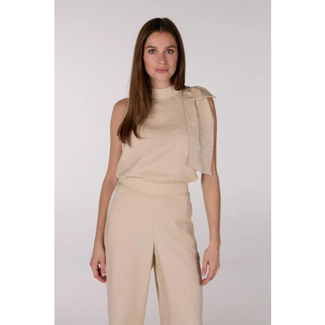 Jansen Amsterdam Sue top sq7 sleeveless bow at shoulder sand SQ387 large