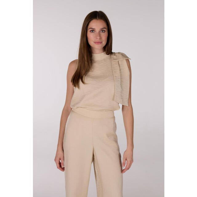 Jansen Amsterdam Sue top sq7 sleeveless bow at shoulder sand SQ387 large