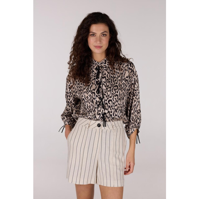 Jansen Amsterdam Robine blouse wa798 3/4 sleeve bowdetails sand WA798 large