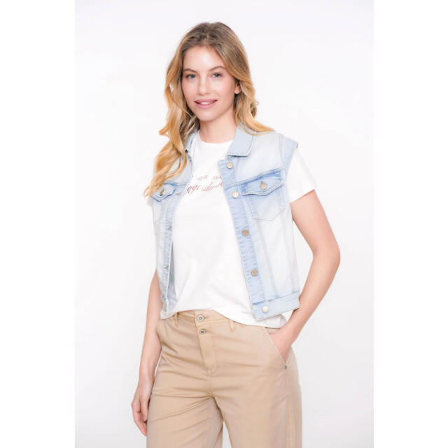 Geisha jeansjacket sleeveless 55021-10 830 bleached denim 06121.260.0010 large