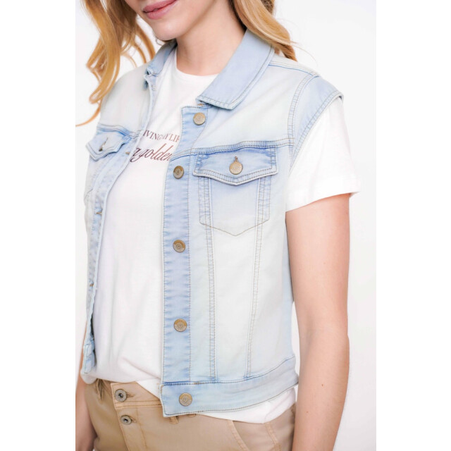 Geisha jeansjacket sleeveless 55021-10 830 bleached denim 06121.260.0010 large