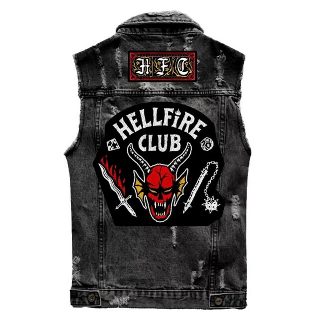 Li-cense Stranger things hellfire mouwloze denim jas voor volwassenen UTHE1251_black large