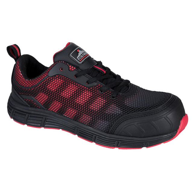 Portwest Heren ogwen low cut safety trainers UTPW236_blackred large