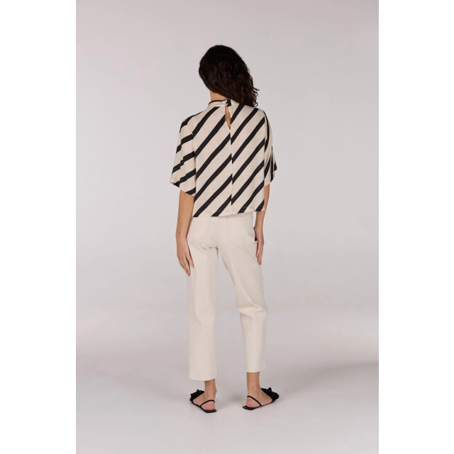 Jansen Amsterdam Teddie blouse bs 116 high neck sand/black BS 116 large